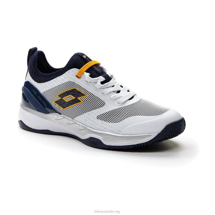 Men Lotto 204N131 All White/Navy Blue/Saffron Mirage 200 Cly