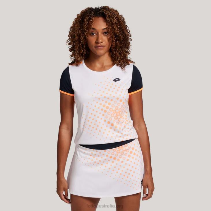 Women Lotto 204N1341 Bright White/Orange Beat White And Orange Multi-Color Top Ten Tee