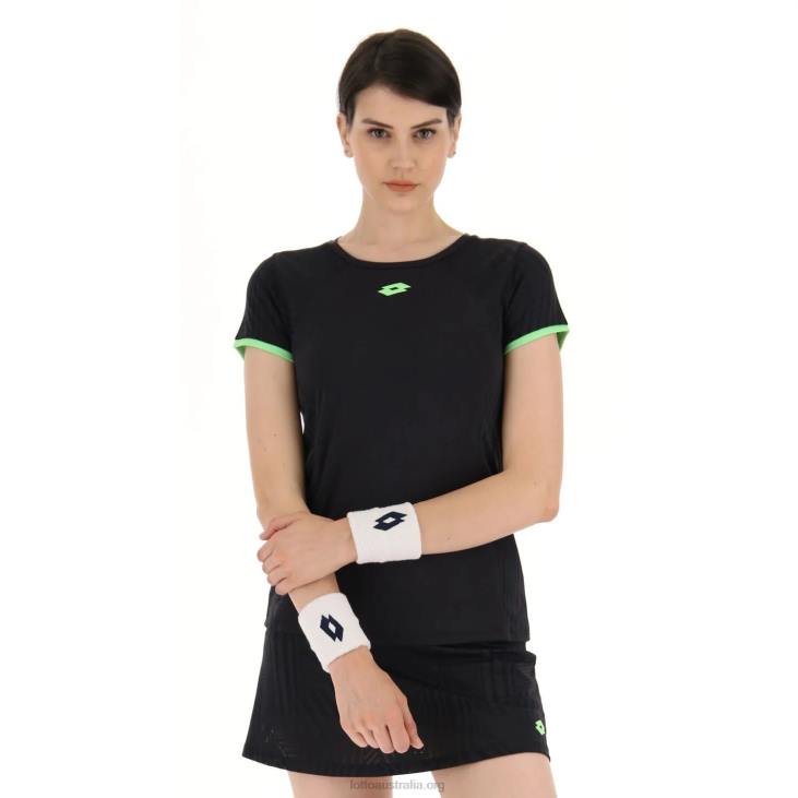Women Lotto 204N1342 All Black/Green Apple Neo Black Superrapida Tee