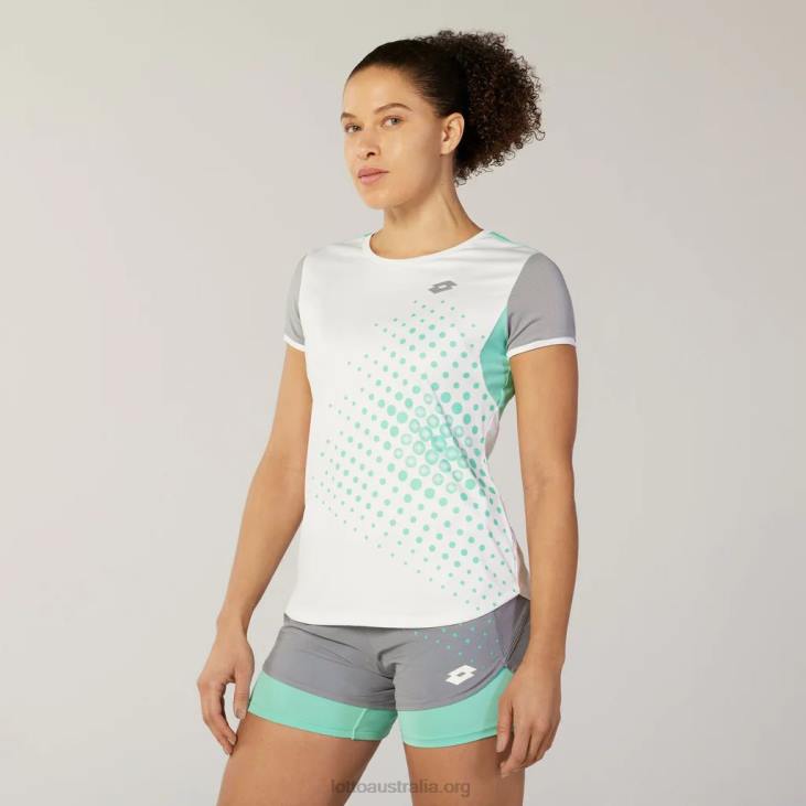 Women Lotto 204N1383 Bright White/Green 929C White And Green Multi-Color Top Ten Tee