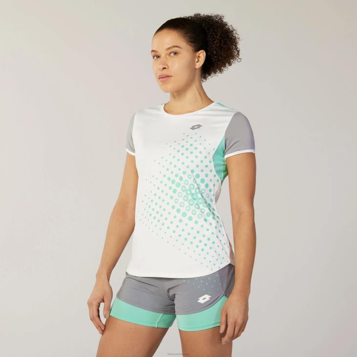 Women Lotto 204N1383 Bright White/Green 929C White And Green Multi-Color Top Ten Tee