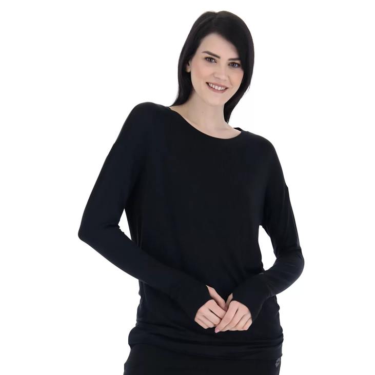 Women Lotto 204N898 All Black Dinamico W V Tee Ls VI