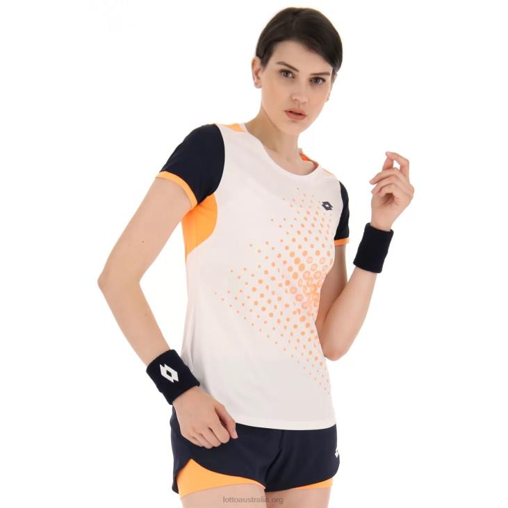 Women Lotto 204N928 Bright White/Orange Beat Top W IV Tee 1