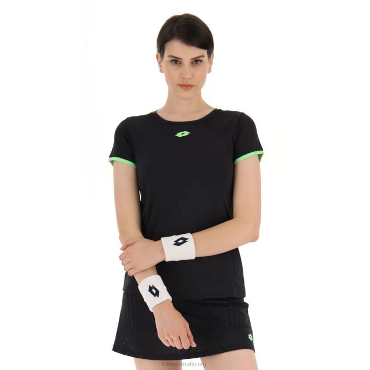 Women Lotto 204N932 All Black/Green Apple Neo Superrapida W V Tee