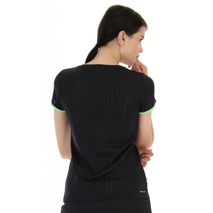 Women Lotto 204N932 All Black/Green Apple Neo Superrapida W V Tee