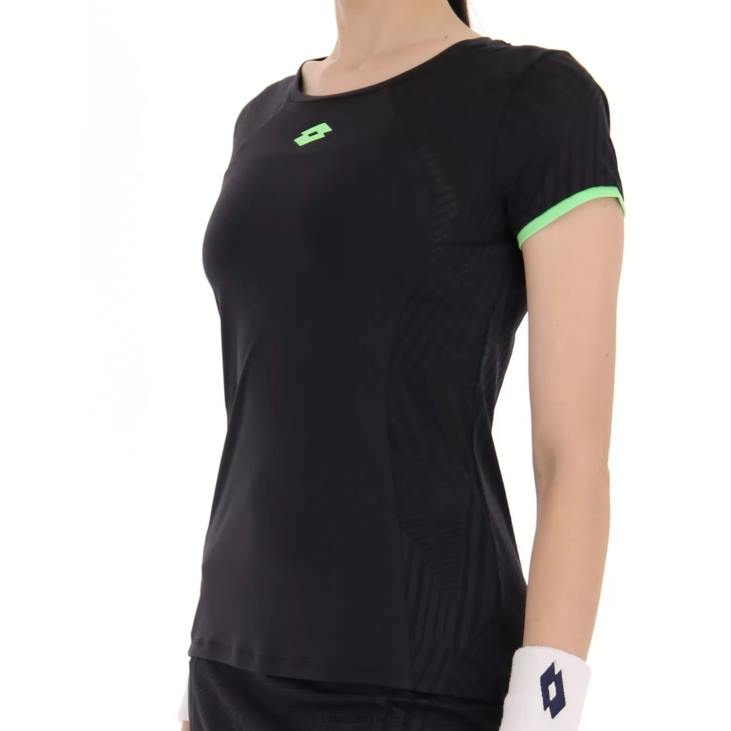 Women Lotto 204N932 All Black/Green Apple Neo Superrapida W V Tee