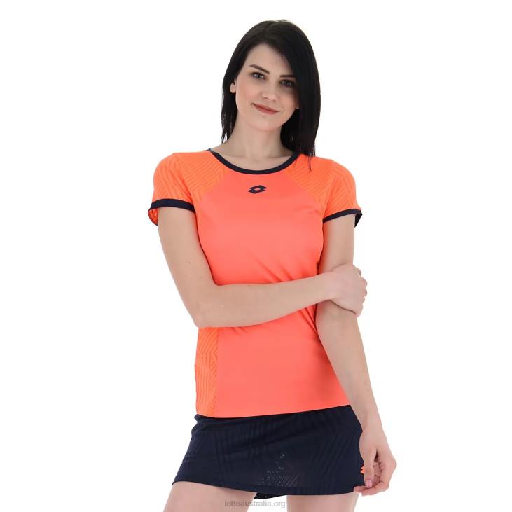 Women Lotto 204N936 Coral Fluo Superrapida W V Tee