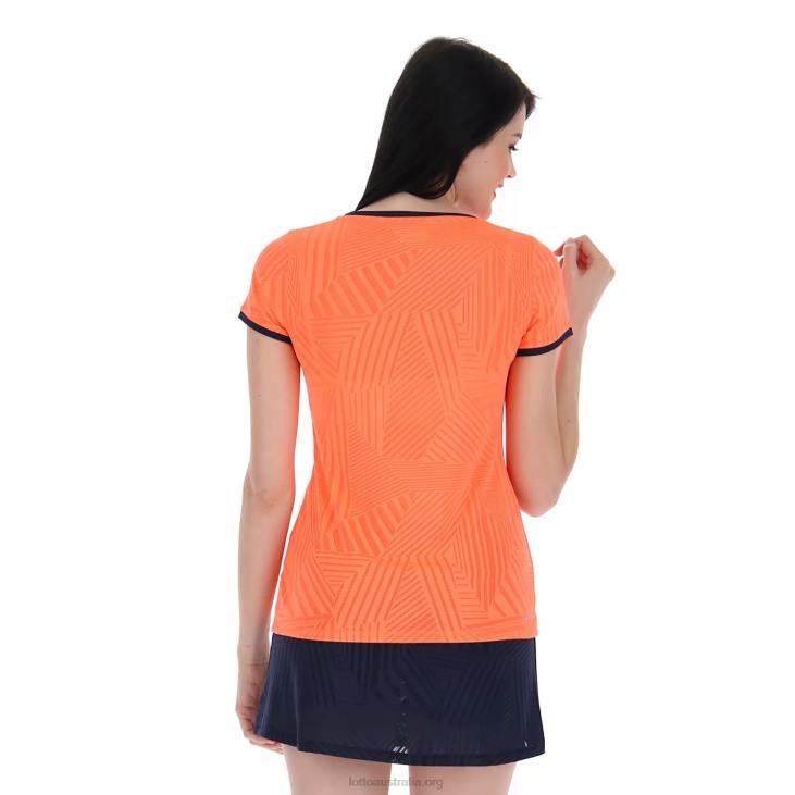 Women Lotto 204N936 Coral Fluo Superrapida W V Tee