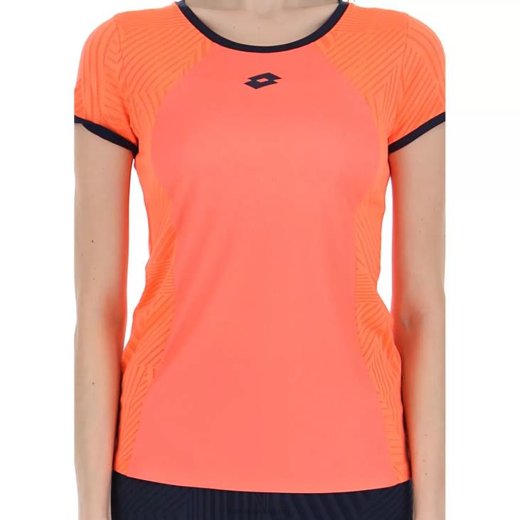 Women Lotto 204N936 Coral Fluo Superrapida W V Tee