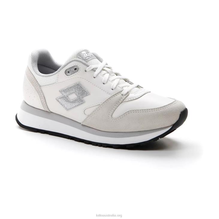 Women Lotto 204N741 White/Silver Metal 2 Trainer Wedge III W