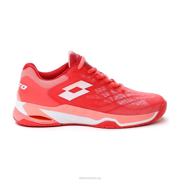 Women Lotto 204N765 Red Fluo/All White/Vivid Rose Mirage 100 Spd W