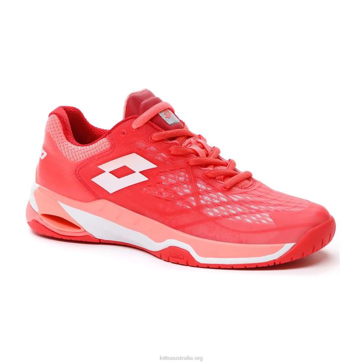 Women Lotto 204N765 Red Fluo/All White/Vivid Rose Mirage 100 Spd W